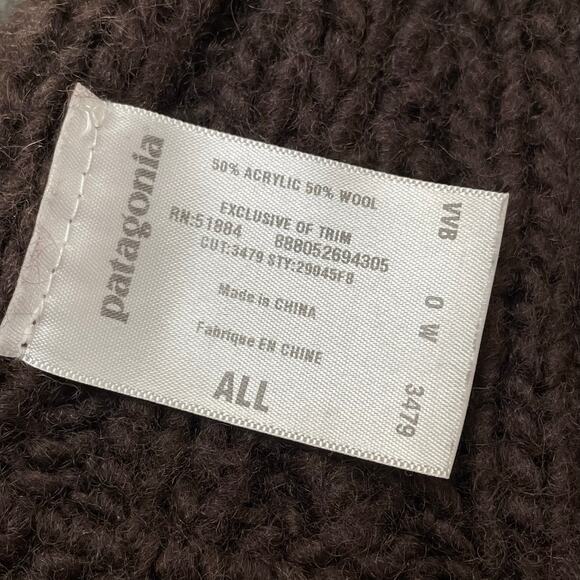 Patagonia Wool Blend Beanie Hat Brown Cable Knit Crochet Skull Cap 29045 Unisex - Picture 11 of 12